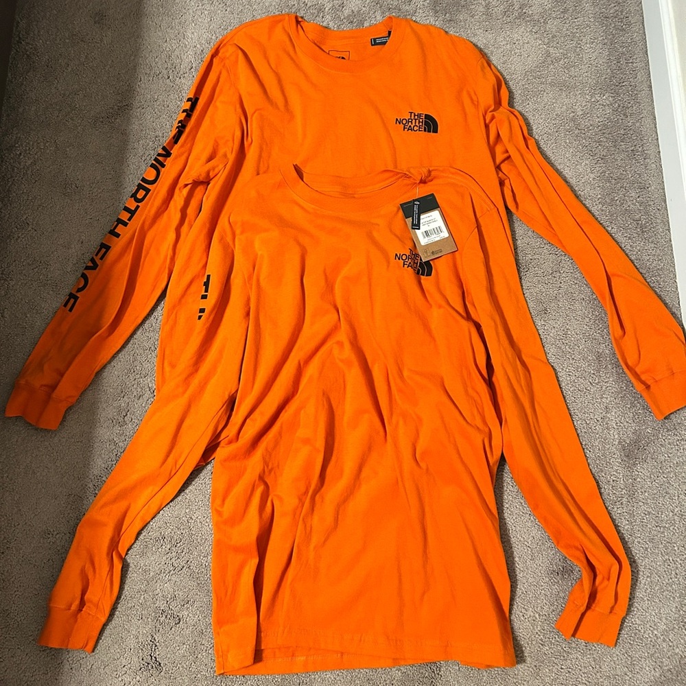ORANGE NORTHFACE LONG SLEEVE SHIRT